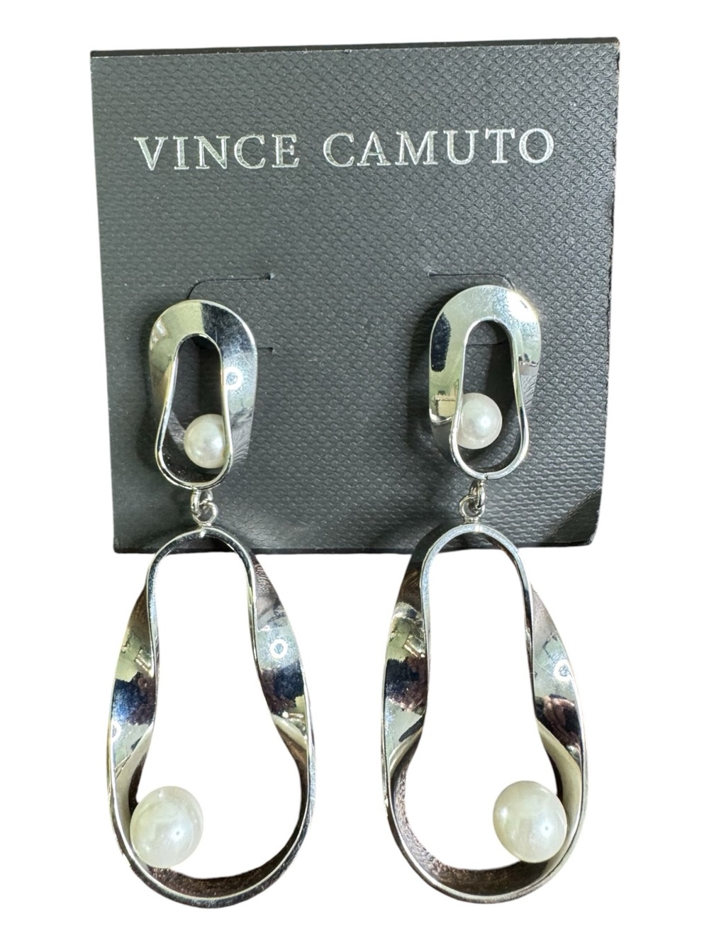 Vince Camuto Silver Drop Earrings with Pearl Accent